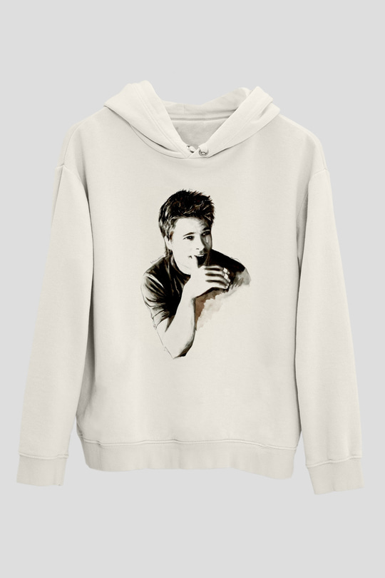 Brad Pitt Beyaz Unisex Kapüşonlu Sweatshirt