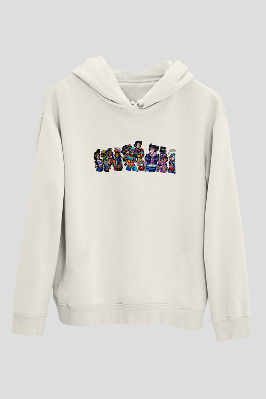 Brawl Stars Baskılı Beyaz Unisex Kapüşonlu Sweatshirt