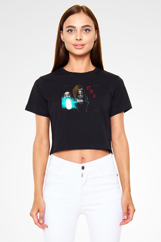 Bray Wyatt Baskılı Siyah Crop Top Kadın Tişört - Tshirt