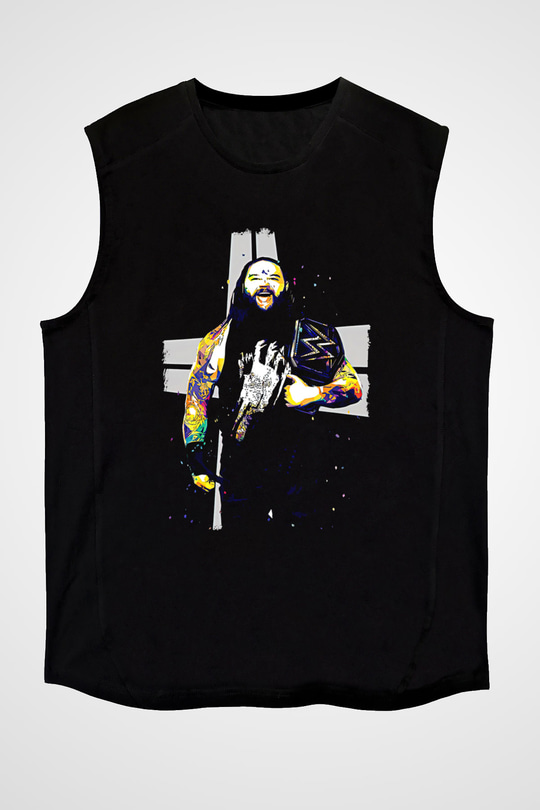 Bray Wyatt Baskılı Unisex Siyah Kolsuz Tişört - Tshirt