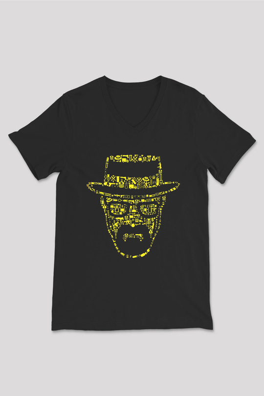 Breaking Bad Heisenberg Siyah Unisex V Yaka Tişört