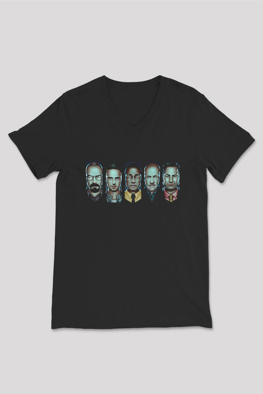 Breaking Bad Heisenberg Siyah Unisex V Yaka Tişört