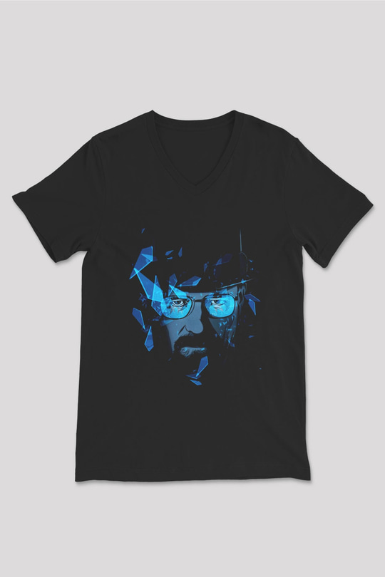 Breaking Bad Heisenberg Siyah Unisex V Yaka Tişört T-Shirt