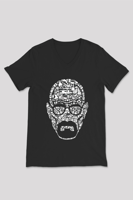 Breaking Bad Heisenberg Siyah Unisex V Yaka Tişört T-Shirt