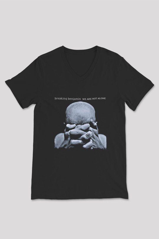 Breaking Benjamin Baskılı Unisex Siyah V Yaka Tişört