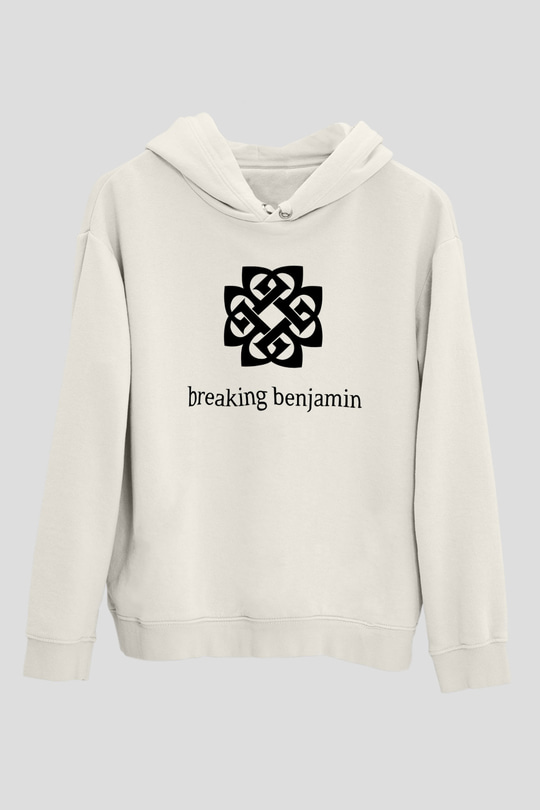 Breaking Benjamin Beyaz Unisex Kapşonlu Sweatshirt