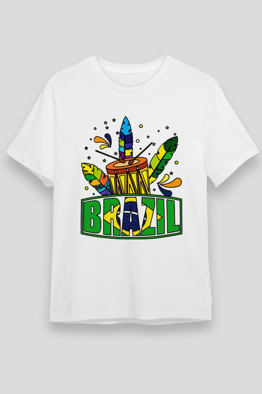 Brezilya Beyaz Unisex Tişört T-Shirt - TişörtFabrikası