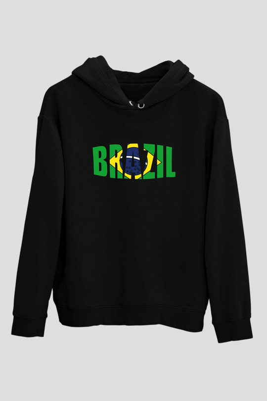 Brezilya Siyah Unisex Hoodie
