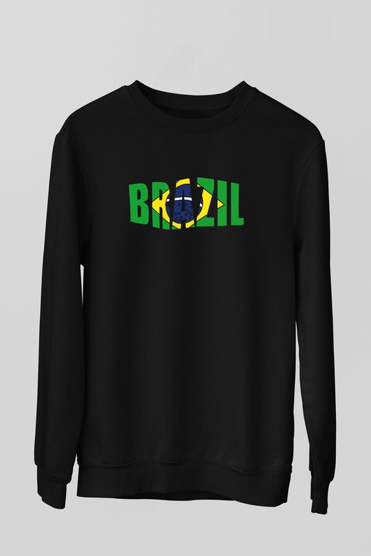 Brezilya Siyah Unisex Sweatshirt