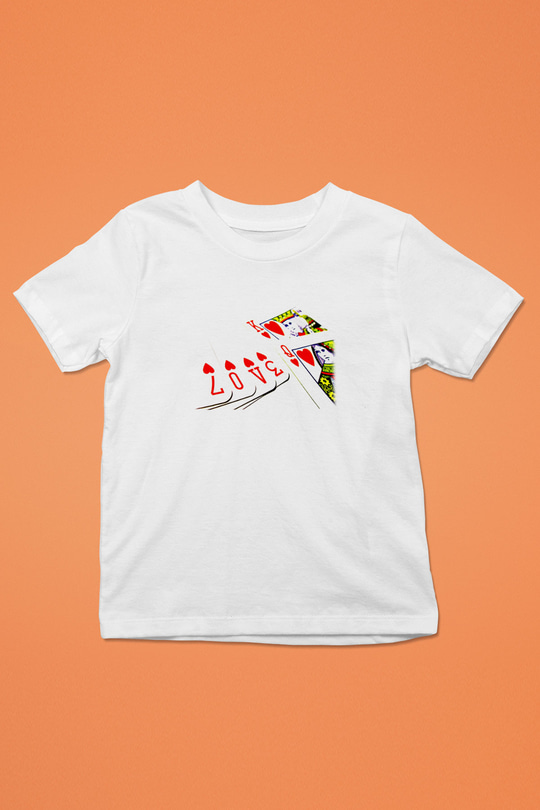 Briç Baskılı Unisex Beyaz Çocuk Tişört - Tshirt