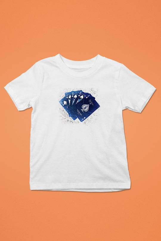 Briç Baskılı Unisex Beyaz Çocuk Tişört - Tshirt