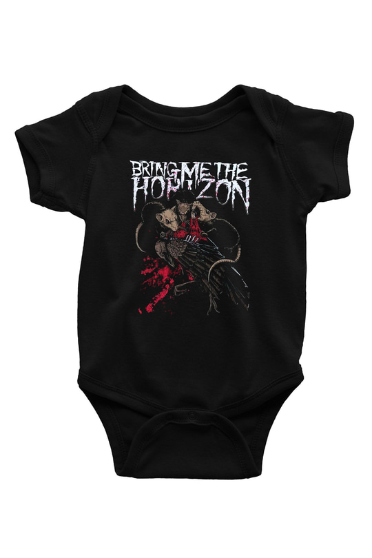 Bring Me the Horizon Baskılı Siyah Bebek Body - Zıbın