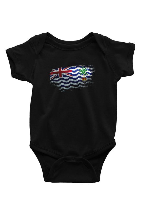 Britanya Hint Okyanusu Toprakları - British İndian Ocean Territory Bayrağı Baskılı Unisex Siyah Bebek Body - Zıbın