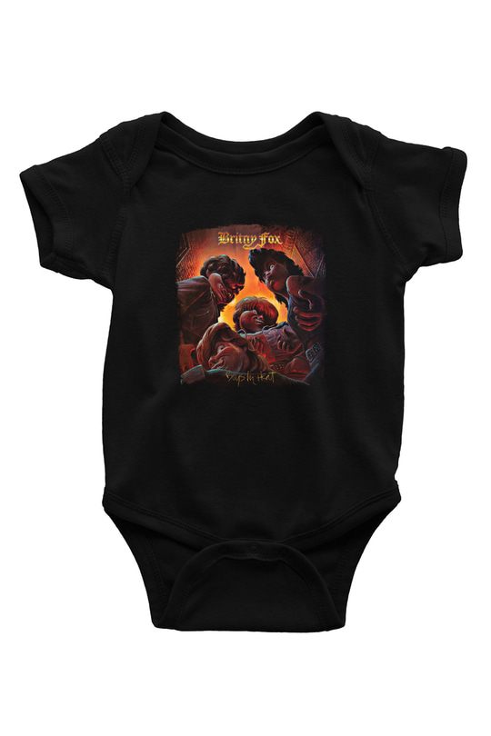 Britny Fox Baskılı Unisex Siyah Bebek Body - Zıbın