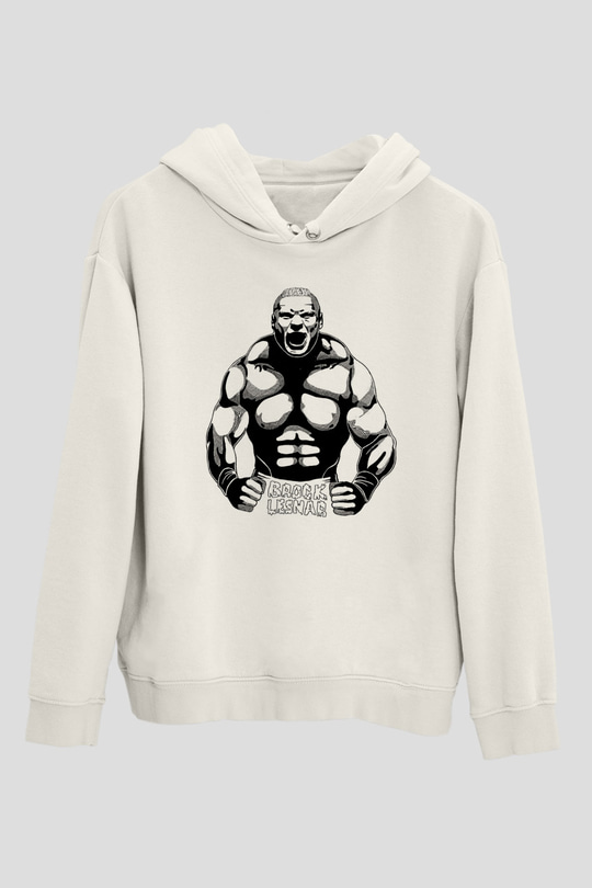 Brock Lesnar Baskılı Beyaz Unisex Hoodie