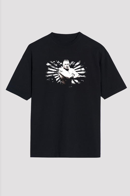 Brock Lesnar Baskılı Unisex Siyah Oversize Tişört - Tshirt