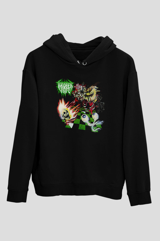 Broken Hope Baskılı Unisex Siyah Kapüşonlu Sweatshirt