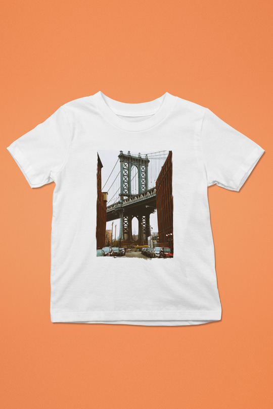 Brooklyn Köprüsü Beyaz Unisex Çocuk Tişört
