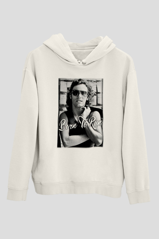 Bruce Springsteen Beyaz Unisex Kapşonlu Sweatshirt