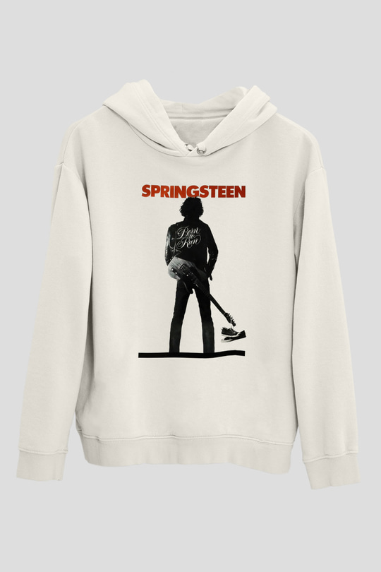 Bruce Springsteen Beyaz Unisex Kapüşonlu Sweatshirt