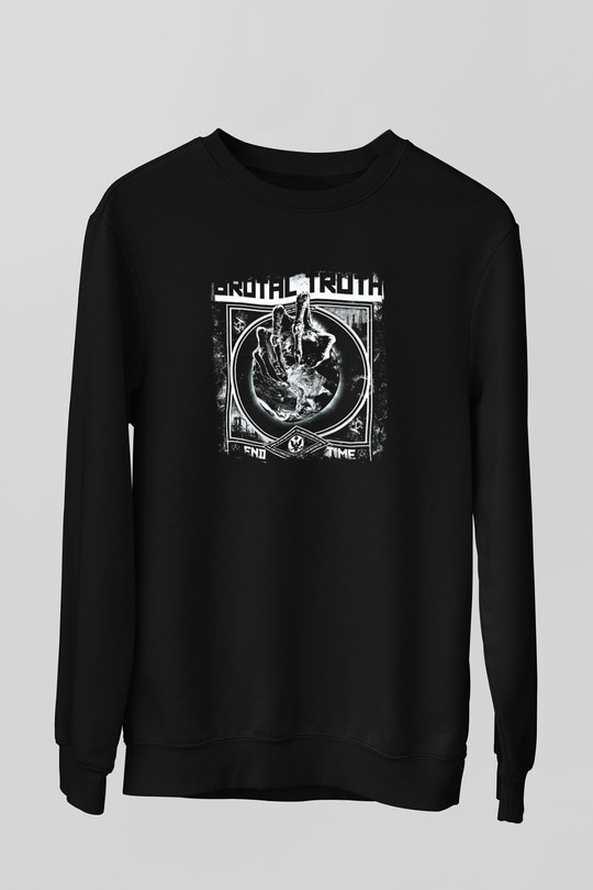 Brutal Truth Baskılı Unisex Siyah Sweatshirt