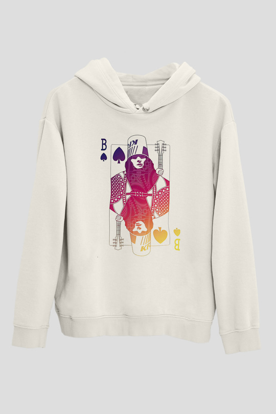 Buckethead Baskılı Beyaz Unisex Kapüşonlu Sweatshirt