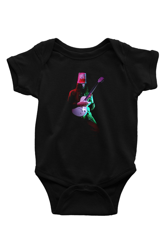 Buckethead Baskılı Unisex Siyah Bebek Body - Zıbın