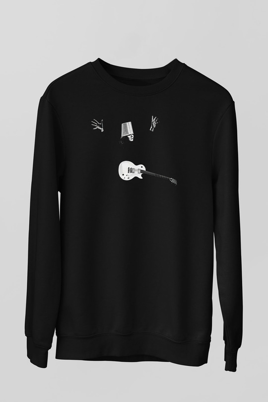 Buckethead Baskılı Unisex Siyah Sweatshirt