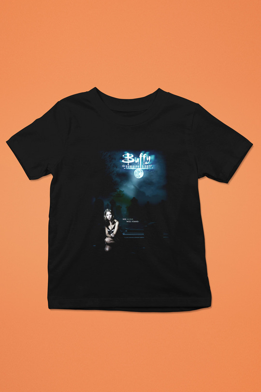 Buffy the Vampire Slayer Baskılı Siyah Unisex Çocuk Tişört