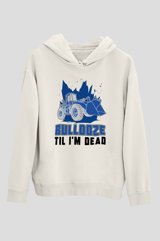 Buldozer operatörü Beyaz Unisex Kapüşonlu Sweatshirt