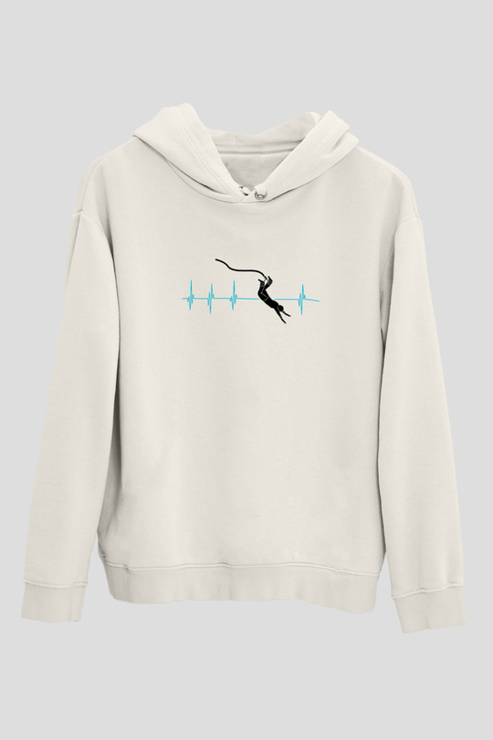 Bungee Jumping Baskılı Unisex Ekru Hoodie