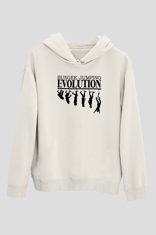 Bungee Jumping Baskılı Unisex Ekru Hoodie