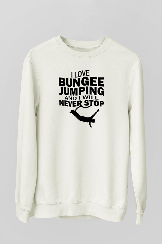 Bungee Jumping Baskılı Unisex Ekru Sweatshirt