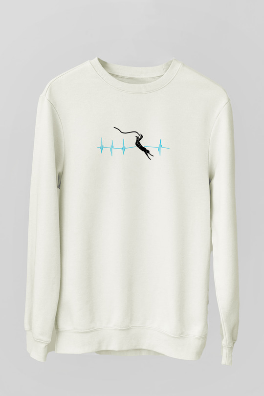 Bungee Jumping Baskılı Unisex Ekru Sweatshirt