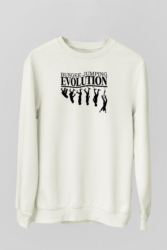 Bungee Jumping Baskılı Unisex Ekru Sweatshirt