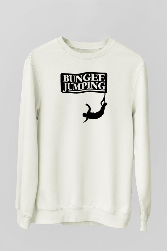 Bungee Jumping Baskılı Unisex Ekru Sweatshirt