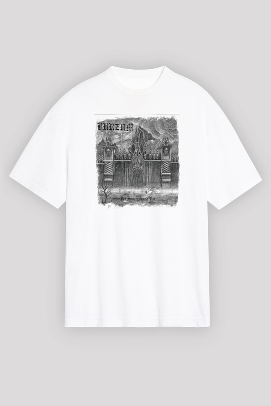 Burzum Baskılı Unisex Beyaz Oversize Tişört