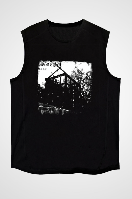 Burzum Baskılı Unisex Siyah Kolsuz Tişört
