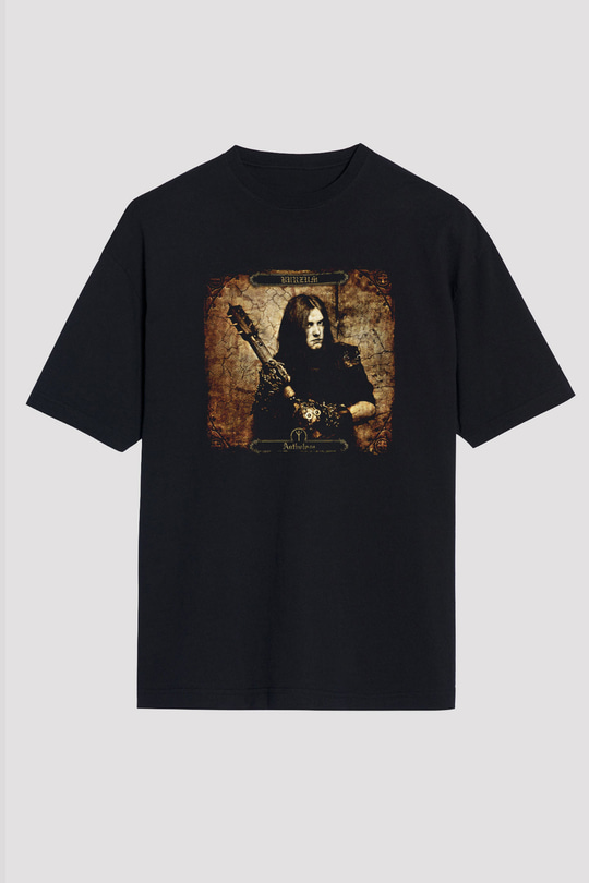 Burzum Baskılı Unisex Siyah Oversize Tişört