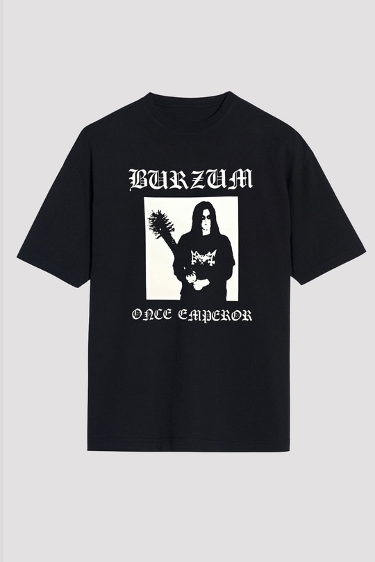 Burzum Baskılı Unisex Siyah Oversize Tişört