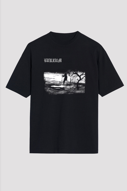 Burzum Baskılı Unisex Siyah Oversize Tişört