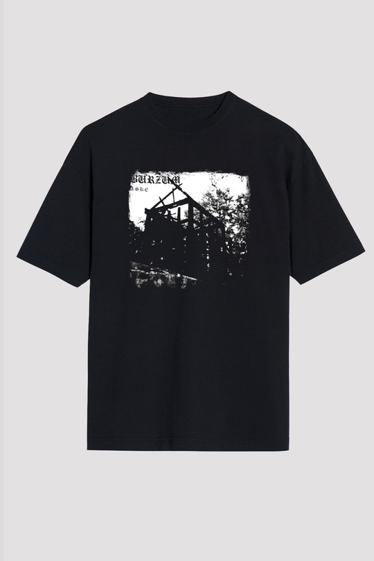 Burzum Baskılı Unisex Siyah Oversize Tişört