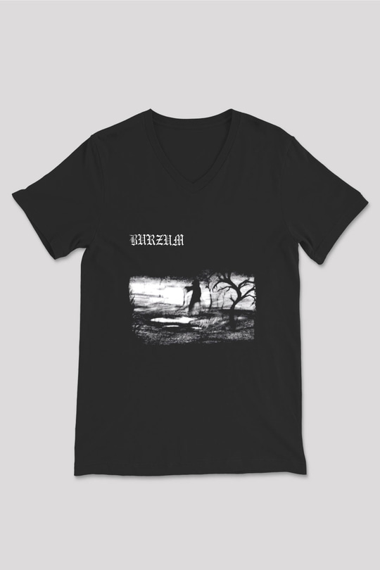 Burzum Baskılı Unisex Siyah V Yaka Tişört