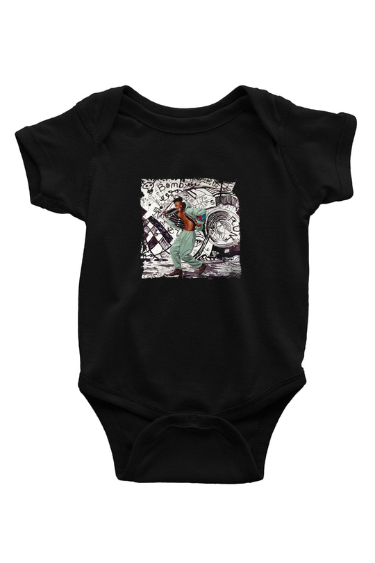 Busta Rhymes Baskılı Unisex Siyah Bebek Body - Zıbın