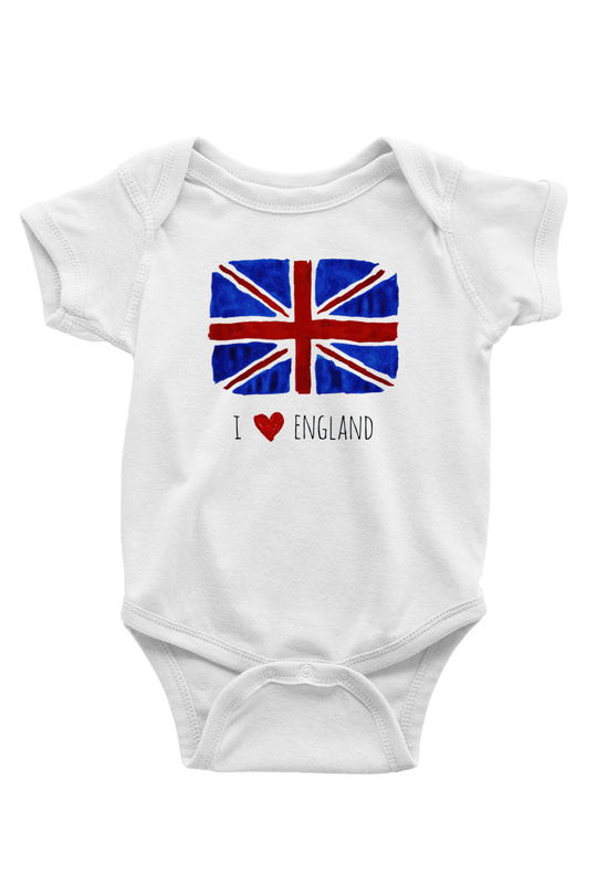Büyük Britanya Baskılı Beyaz Unisex Bebek Body - Zıbın