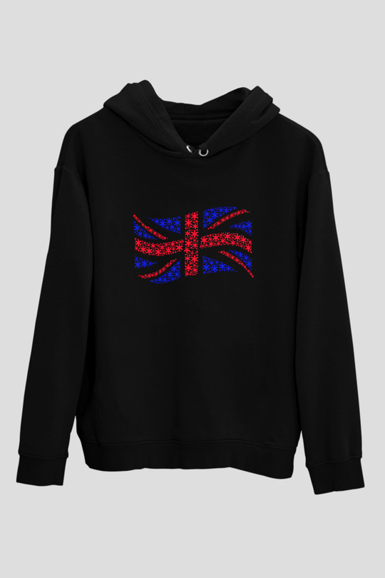 Büyük Britanya Siyah Unisex Hoodie