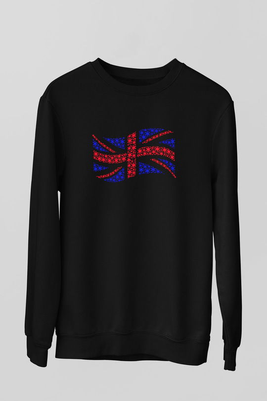 Büyük Britanya Siyah Unisex Sweatshirt