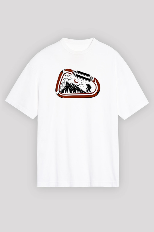 Buz Hokeyi Baskılı Unisex Beyaz Oversize Tişört - Tshirt