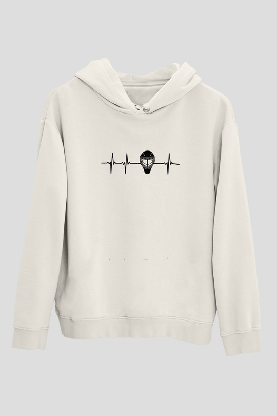 Buz Hokeyi Baskılı Unisex Ekru Hoodie