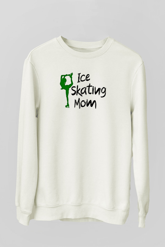Buz Pateni Baskılı Unisex Ekru Sweatshirt